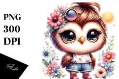 Cute Baby Owl with Cool Haircut PNG Product Image 1