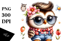Energetic Baby Owl with Cool Haircut PNG Product Image 1