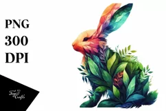 Abstract Vibrant Watercolor Rabbit, Transparent PNG Product Image 1