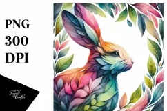 Abstract Vibrant Watercolor Rabbit, Transparent PNG Product Image 1