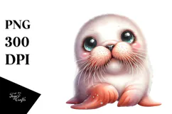 Cute Baby Walrus with Big Eyes PNG Product Image 1