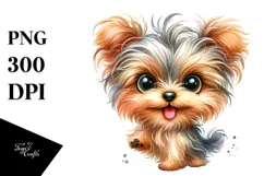 Happy Cartoon Yorkipoo PNG Product Image 1