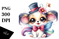 Watercolor Baby Cartoon Papillon, Happy PNG Product Image 1