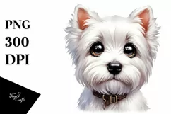 West Highland White Terrier with Fishing Road | Clipart Product Image 3