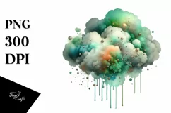Colorful Greenish Watercolor Cloud with Metallic Insertions Product Image 3