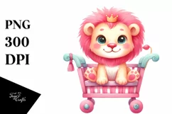 Colorful Cute Baby Lion Sitting on Cradle | Clipart Product Image 3