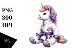 Colorful Baby Unicorn in Martial Artist Gi PNG Product Image 1