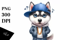 Watercolor Siberian Husky Hip Hop Singer Product Image 3