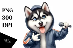 Watercolor Siberian Husky Hip Hop Singer Product Image 1