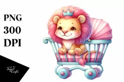 Cute Baby Lion Sitting on Cradle | Clipart Product Image 1