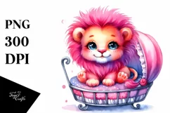 Cute Baby Lion Sitting on Cradle | Clipart Product Image 1