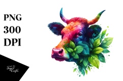 Vibrant Watercolor Cow, Transparent PNG Product Image 1