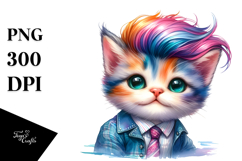 Cute Baby Cat with Cool Haircut PNG Product Image 1