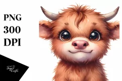 Baby Face Highland Cow, Funny Expression PNG Product Image 3