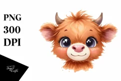 Expressive Highland Cow Baby Face PNG Product Image 3