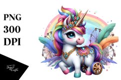Colorful Baby Unicorn with Rio Carnival PNG Product Image 1