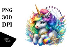 Colorful Baby Unicorn with Rio Carnival PNG Product Image 3