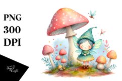 Colorful Fairy Mushroom Watercolor | Clipart Product Image 1