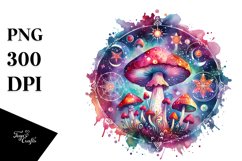 Colorful Magical Celestial Mushroom | Clipart Product Image 1