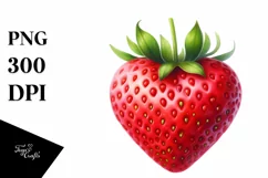 Watercolor Strawberry Heart with Half Moon PNG Product Image 1