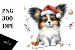 Papillon with Christmas Decorations,High-Res PNG Product Image 1