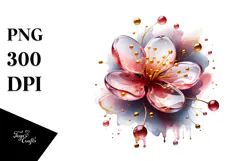 Glossy Cherry Blossom Splash PNG Product Image 1