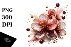 Glossy Cherry Blossom Splash PNG Product Image 1
