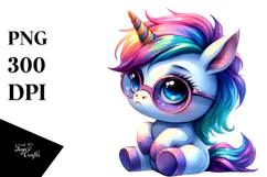 Cute Unicorn with Cool Haircut PNG Product Image 1