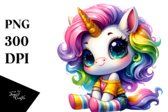 Cute Unicorn with Cool Haircut PNG Product Image 1