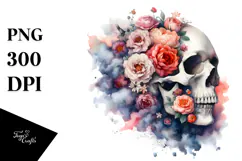 Skull Made of Flowers PNG Product Image 1