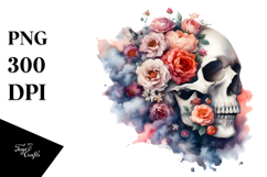 Colorful Skull Flower Painting, PNG Product Image 1