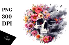 Skull Made of Flowers PNG Product Image 1