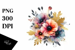 Vibrant Abstract Watercolor Bouquet with Golden Foil | Poppy Product Image 3