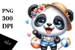 Cute Baby Panda at the Beach PNG Product Image 1