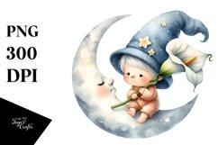 Watercolor Baby GNOME with Big Hat, Calla Lily Product Image 1