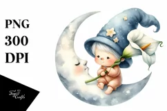 Watercolor Baby GNOME with Big Hat, Calla Lily Product Image 1