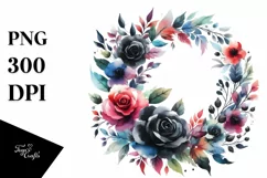 Colorful Abstract Bouquet with Black Roses PNG Product Image 1