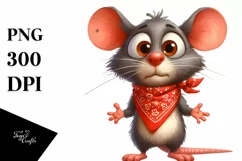 Funny Mouse Standing in 2 Legs with Bandana | Watercolor Product Image 1
