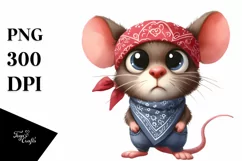 Funny Mouse Standing in 2 Legs with Bandana | Watercolor Product Image 1