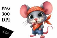 Funny Mouse Standing in 2 Legs with Bandana | Watercolor Product Image 3