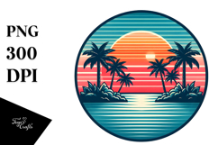 Retro Tropical Island Sunset PNG Product Image 1