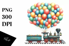 Watercolor Vintage Train with Huge PNG Product Image 1