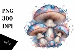 Detailed Pastel Floral Mushroom Watercolor Splash PNG Product Image 1