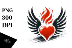 Simple Paintbrush Heart with Wings PNG Product Image 1