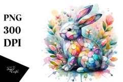Vibrant Bunny on Splashy Background PNG Product Image 1