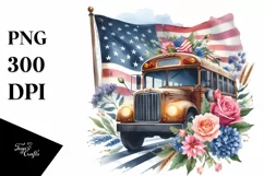 Bus with Flowers Sublimation Clipart Product Image 1