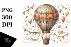 Watercolor Vintage Hot Air Balloon Confetti Product Image 1