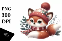 Digital Painting Cute Baby Fox PNG Product Image 1