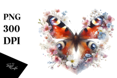 Spring Butterfly Flower Painting, PNG Product Image 1