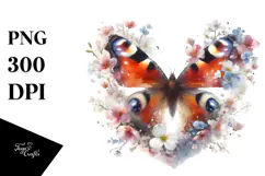 Spring Butterfly Flower Painting, PNG Product Image 1